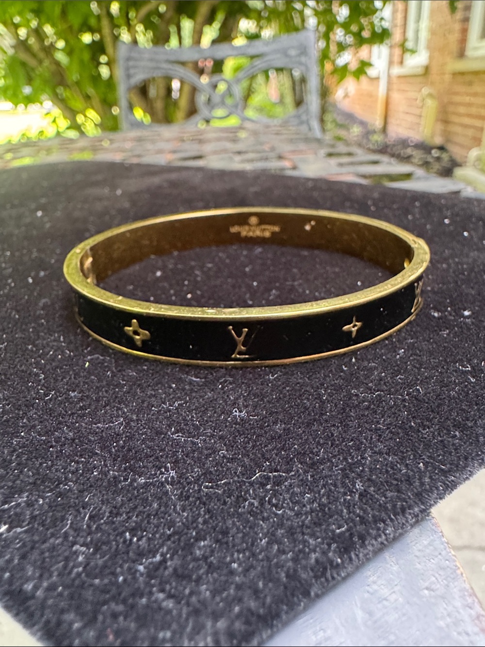 Bangle bracelet Black and Gold Monogram Enamel Bangle